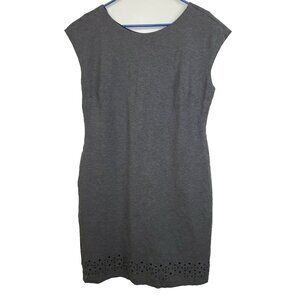 Banana Republic Womens Sheath Dress Size 14 Gray Laser Cut Hem Ponte Minimalist